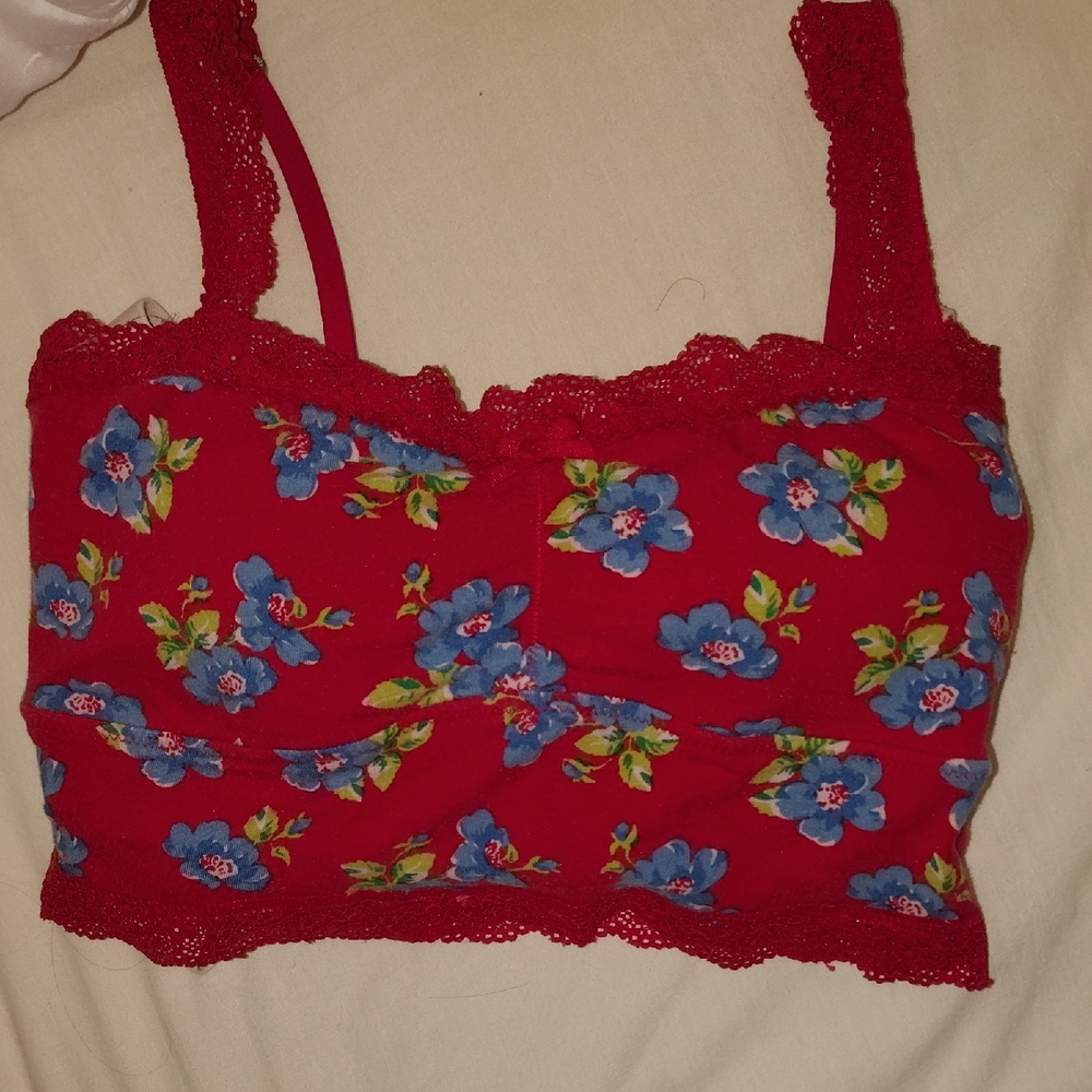 Sexy Floral Red Lace Bralette
